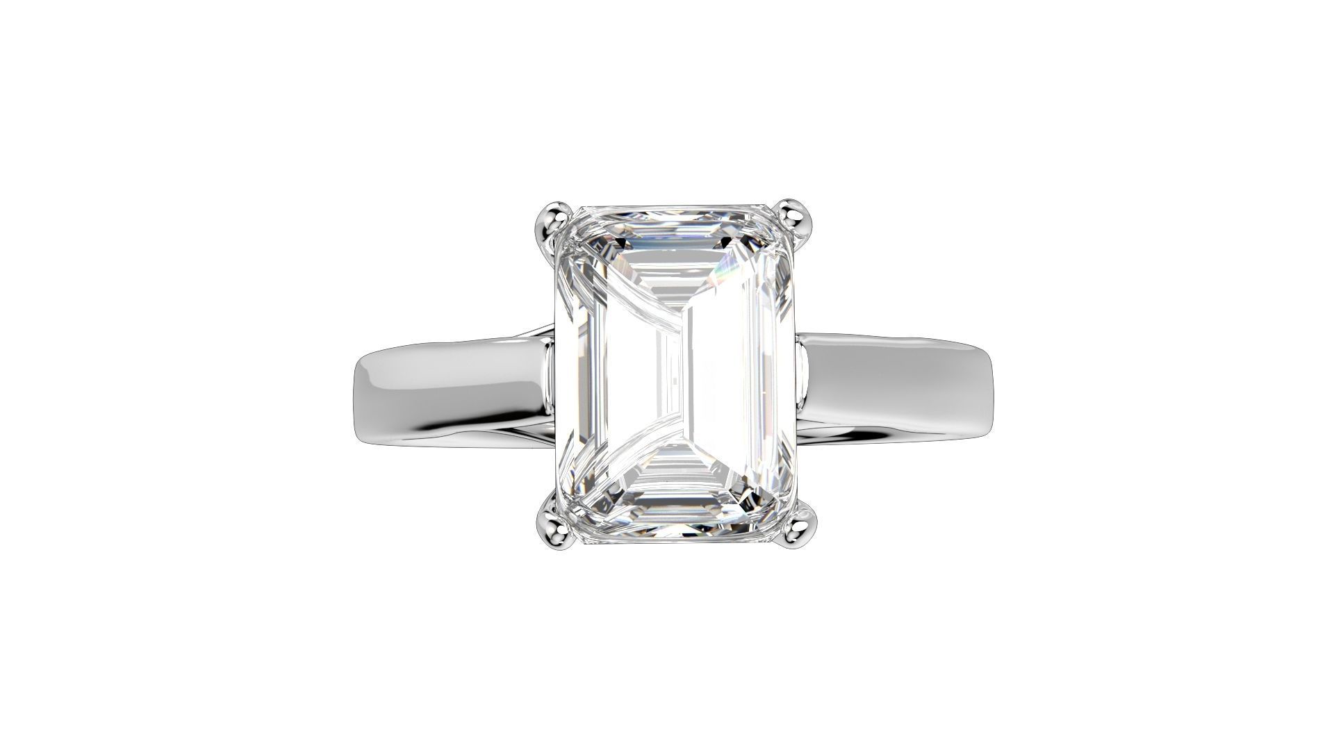 Emerald Cut Engagement Ring 3D CAD Model-O1-105 3D print model_7