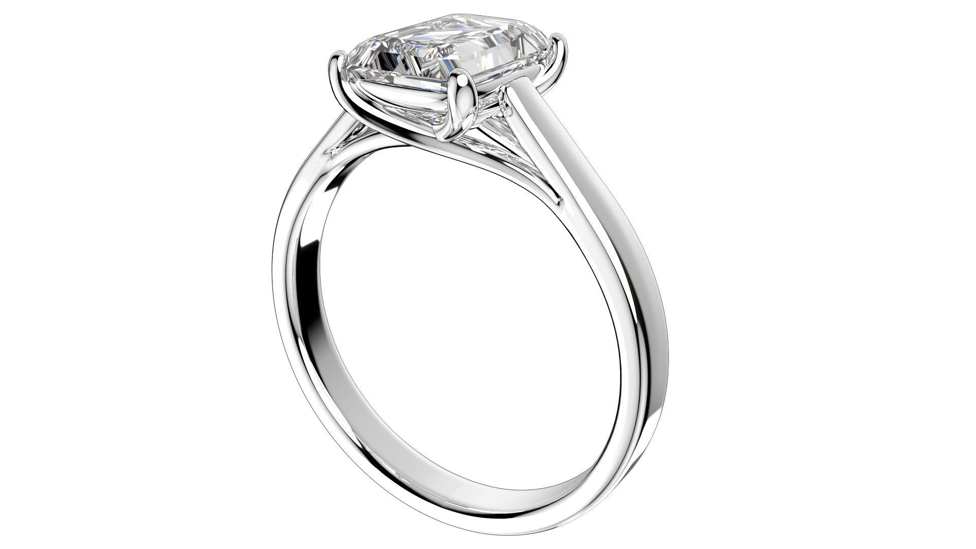 Emerald Cut Engagement Ring 3D CAD Model-O1-105 3D print model_2