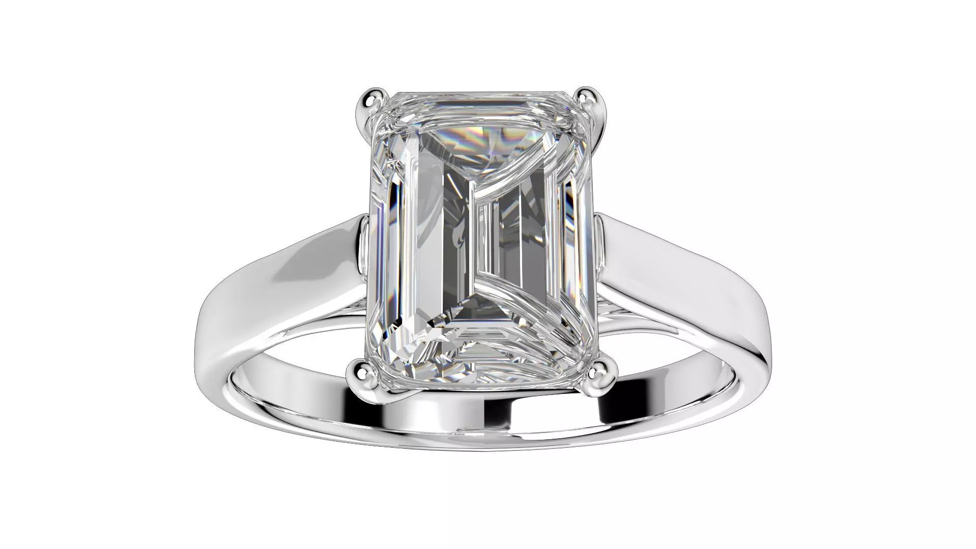 Emerald Cut Engagement Ring 3D CAD Model-O1-105 3D print model_0