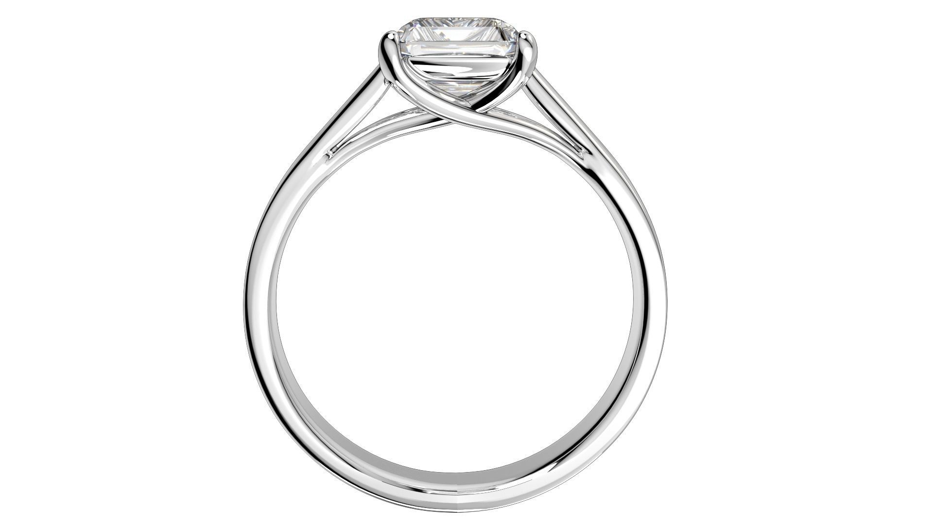 Emerald Cut Engagement Ring 3D CAD Model-O1-105 3D print model_4