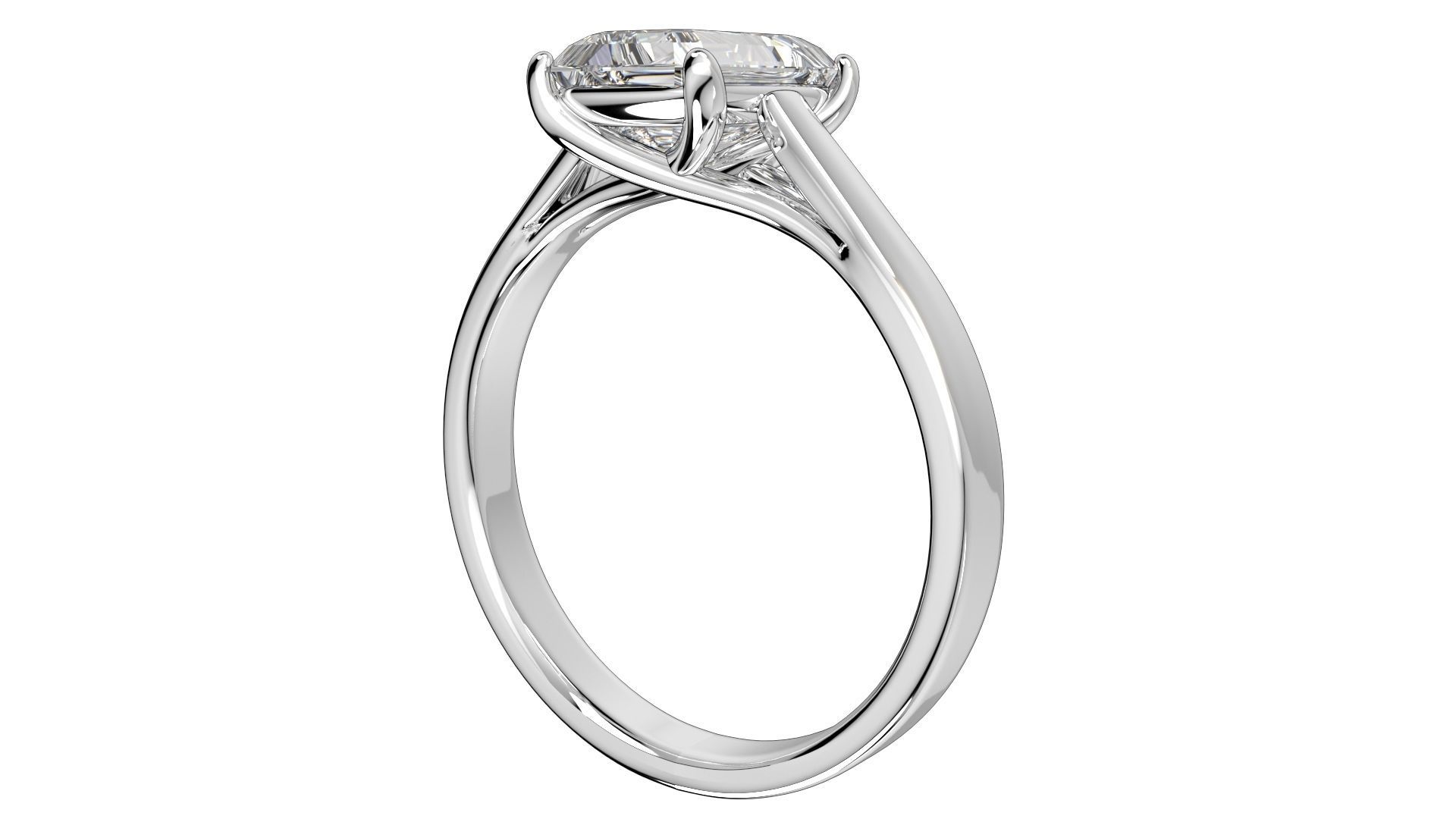 Emerald Cut Engagement Ring 3D CAD Model-O1-105 3D print model_5