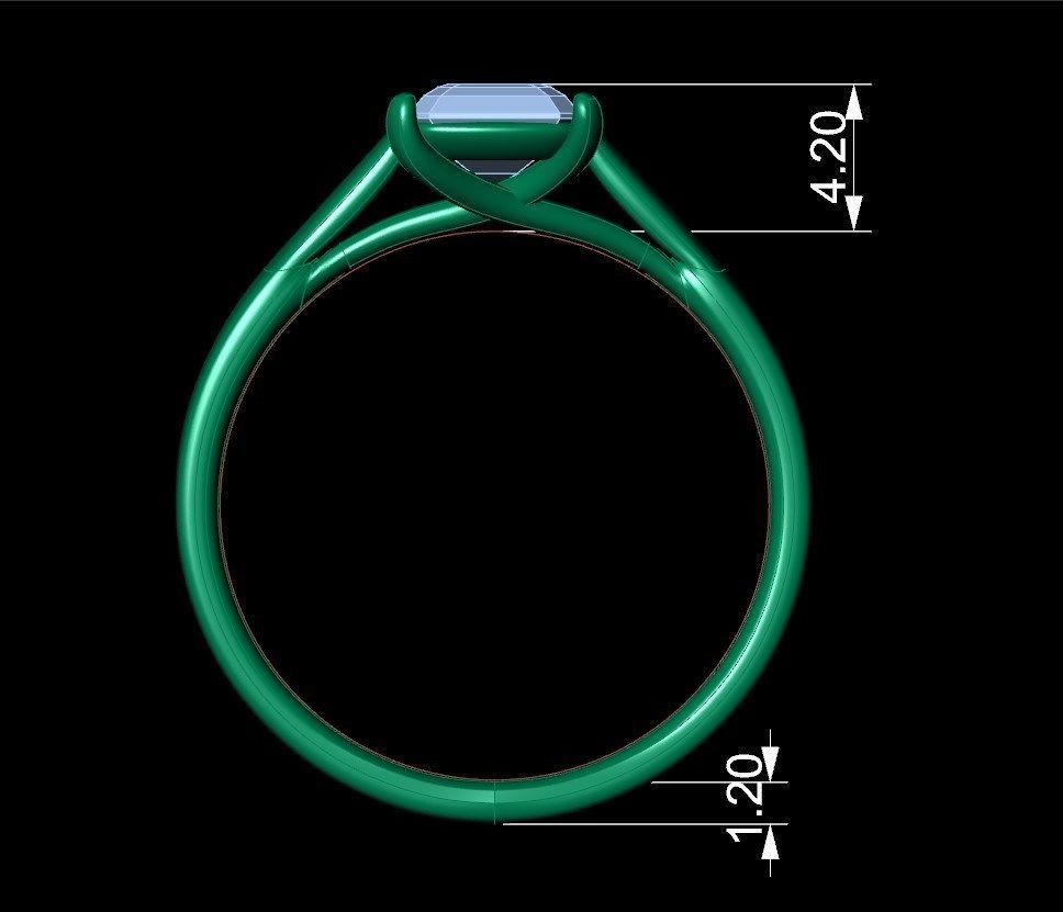 Emerald Cut Engagement Ring 3D CAD Model-O1-105 3D print model_14