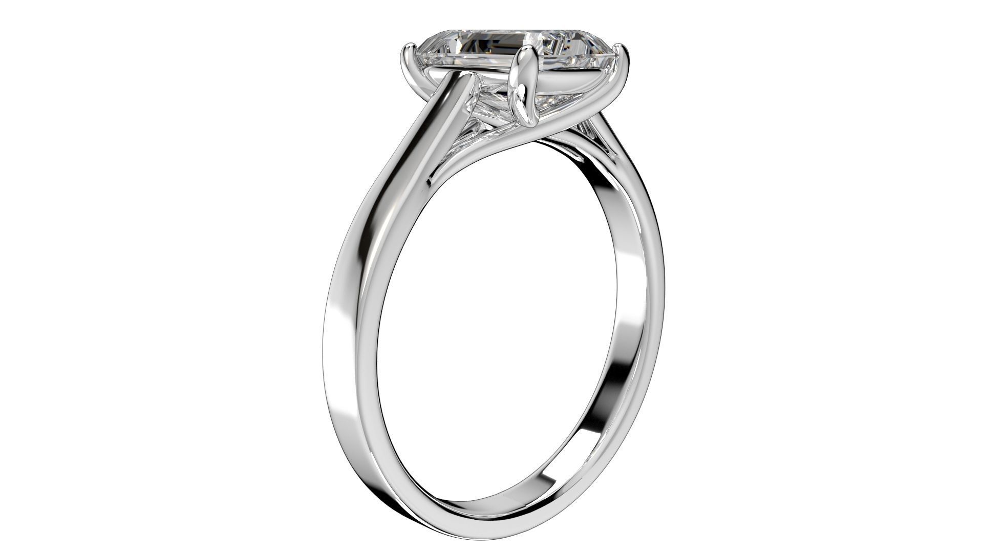 Emerald Cut Engagement Ring 3D CAD Model-O1-105 3D print model_6