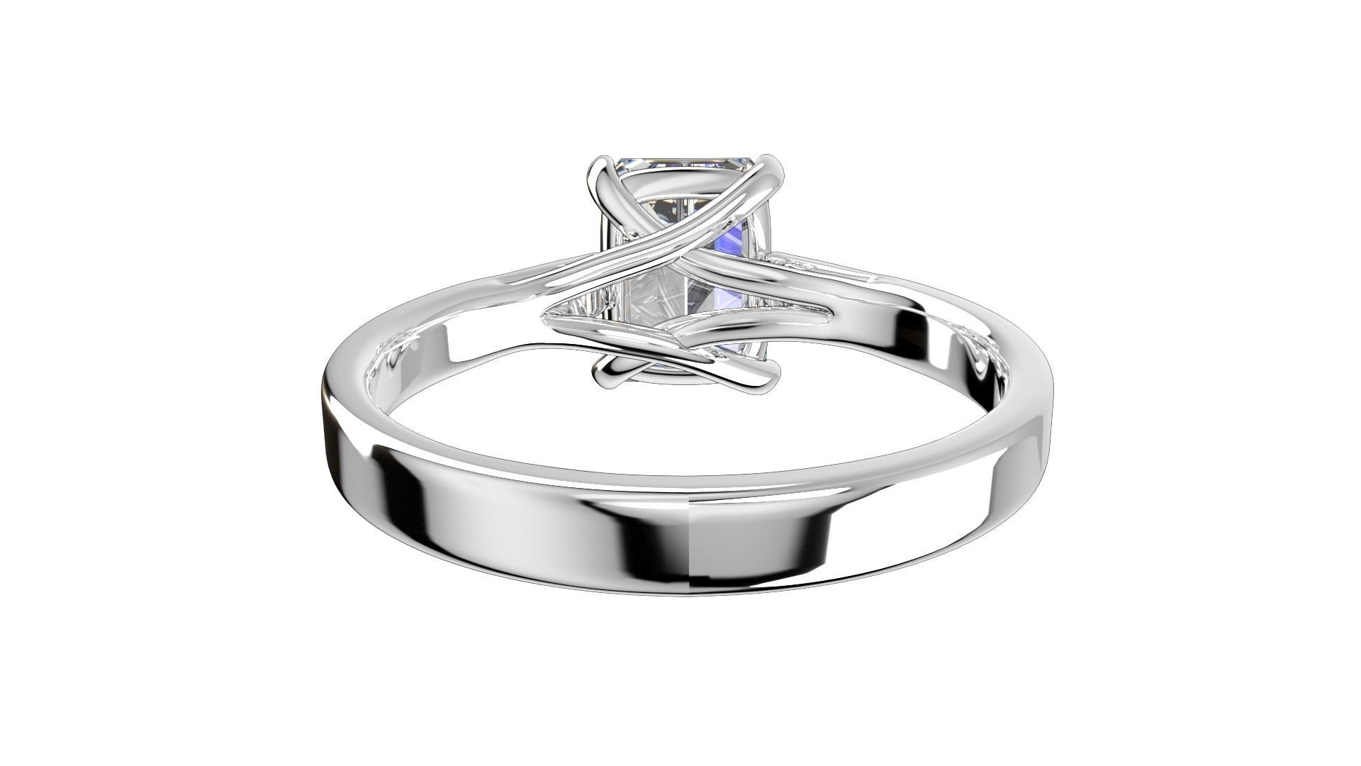 Emerald Cut Engagement Ring 3D CAD Model-O1-105 3D print model_8