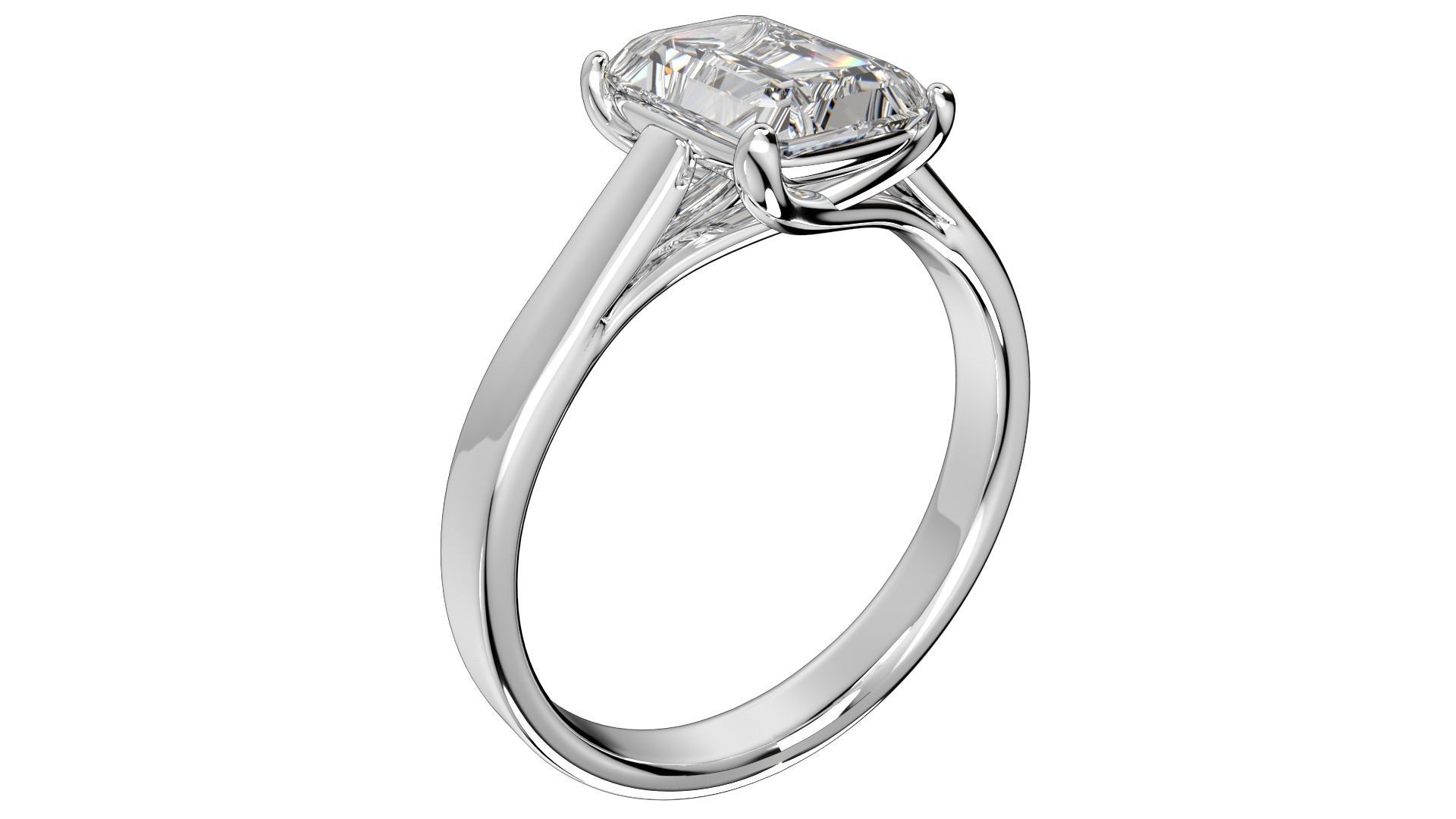 Emerald Cut Engagement Ring 3D CAD Model-O1-105 3D print model_3