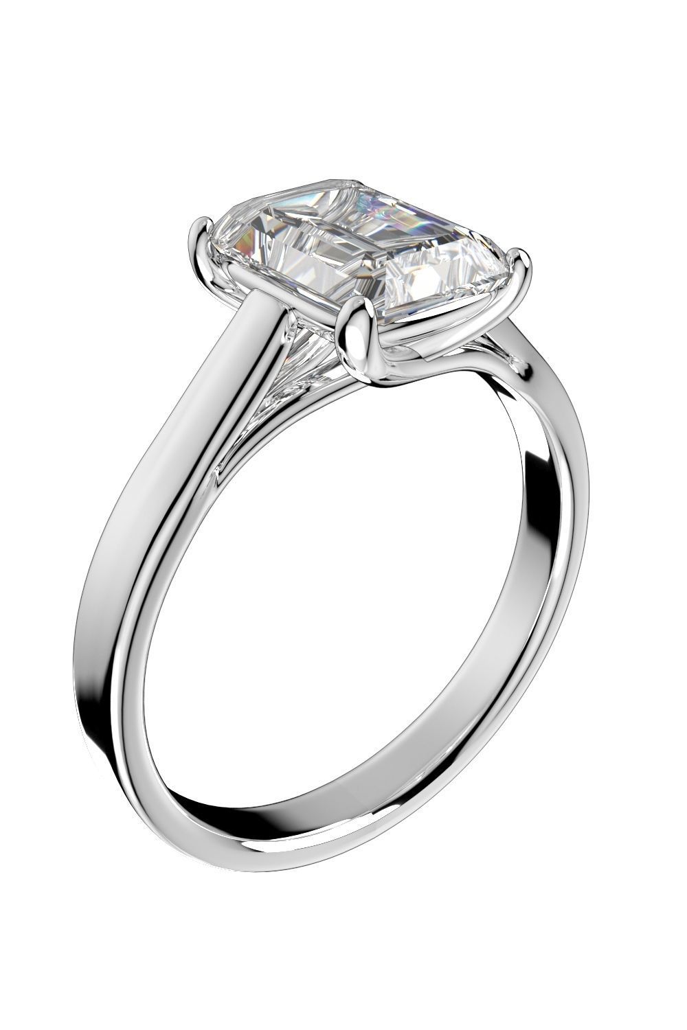 Emerald Cut Engagement Ring 3D CAD Model-O1-105 3D print model_9
