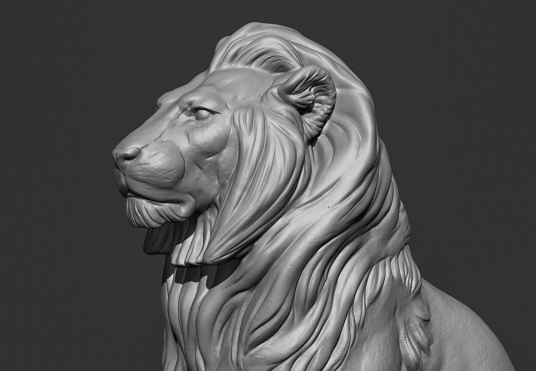 Sitting Lion Sculpture 3D print model_26
