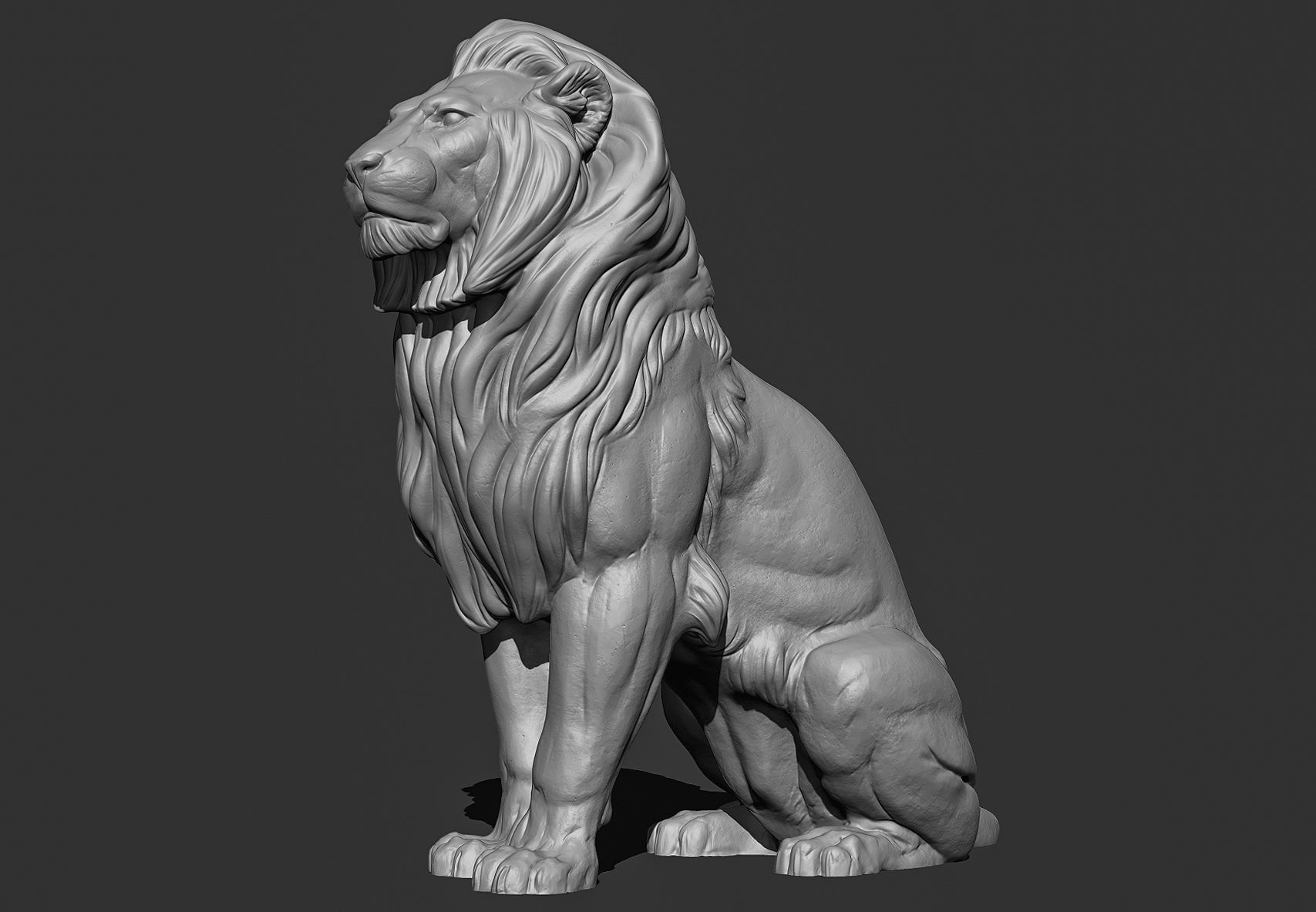 Sitting Lion Sculpture 3D print model_24