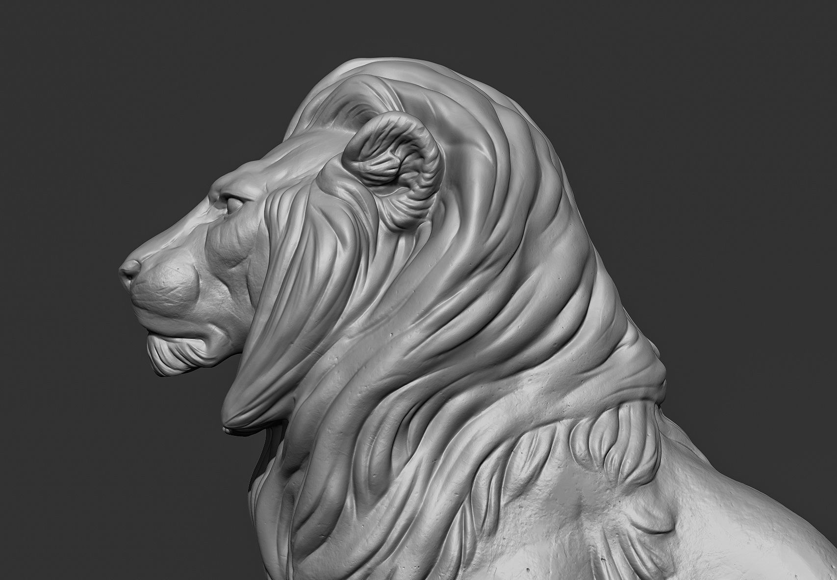 Sitting Lion Sculpture 3D print model_27