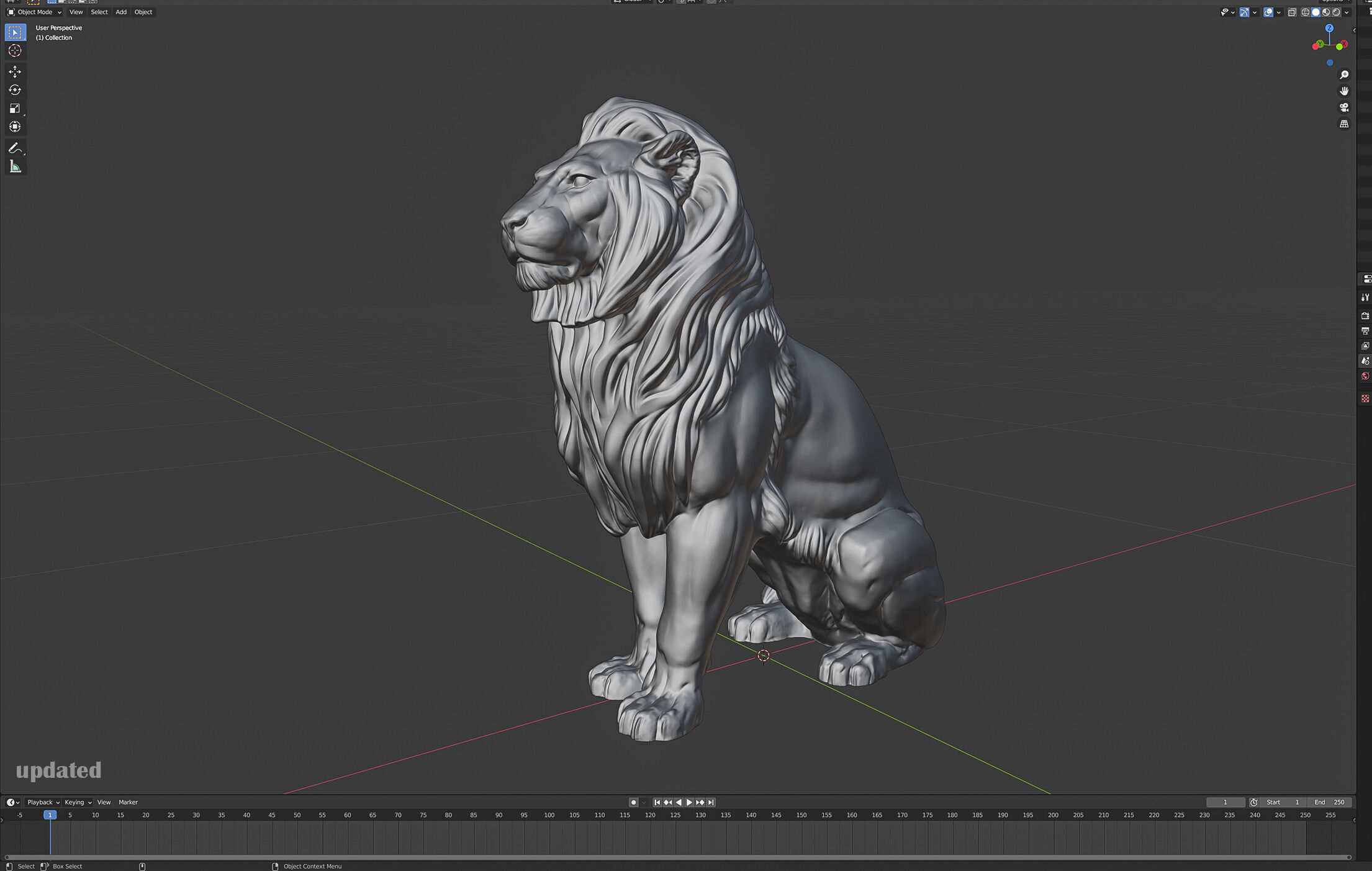 Sitting Lion Sculpture 3D print model_10