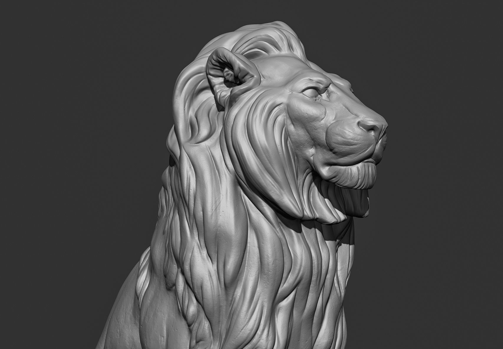 Sitting Lion Sculpture 3D print model_30