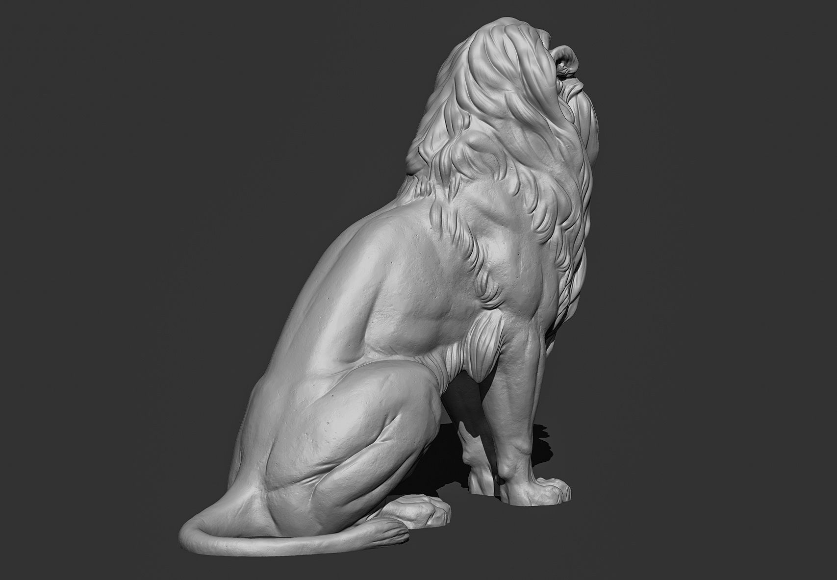 Sitting Lion Sculpture 3D print model_22