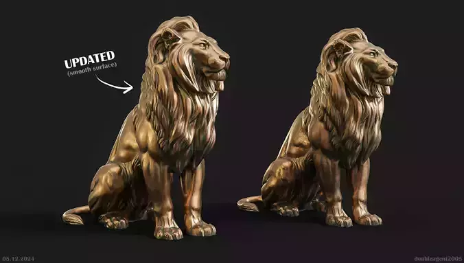 Sitting Lion Sculpture 3D print model