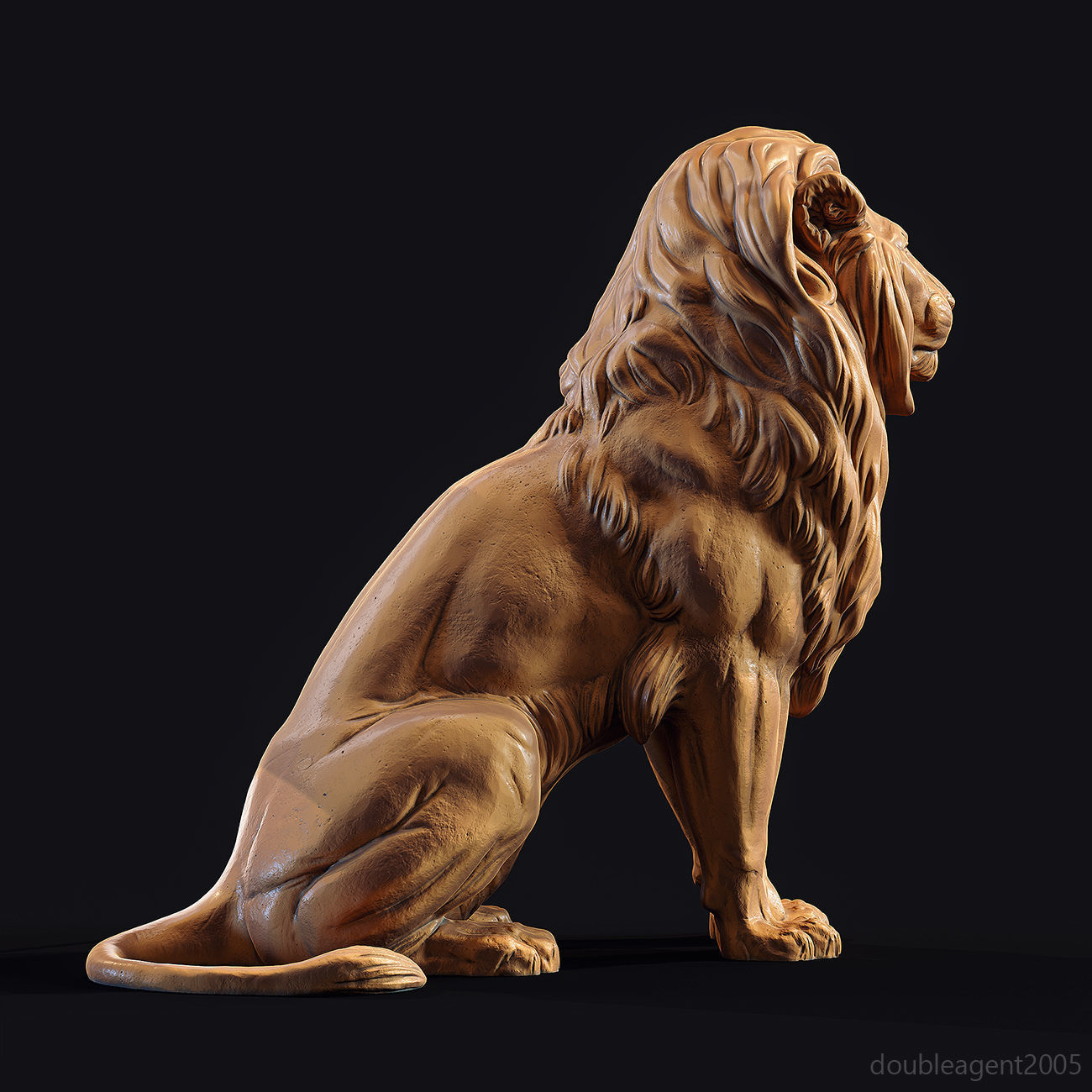 Sitting Lion Sculpture 3D print model_16