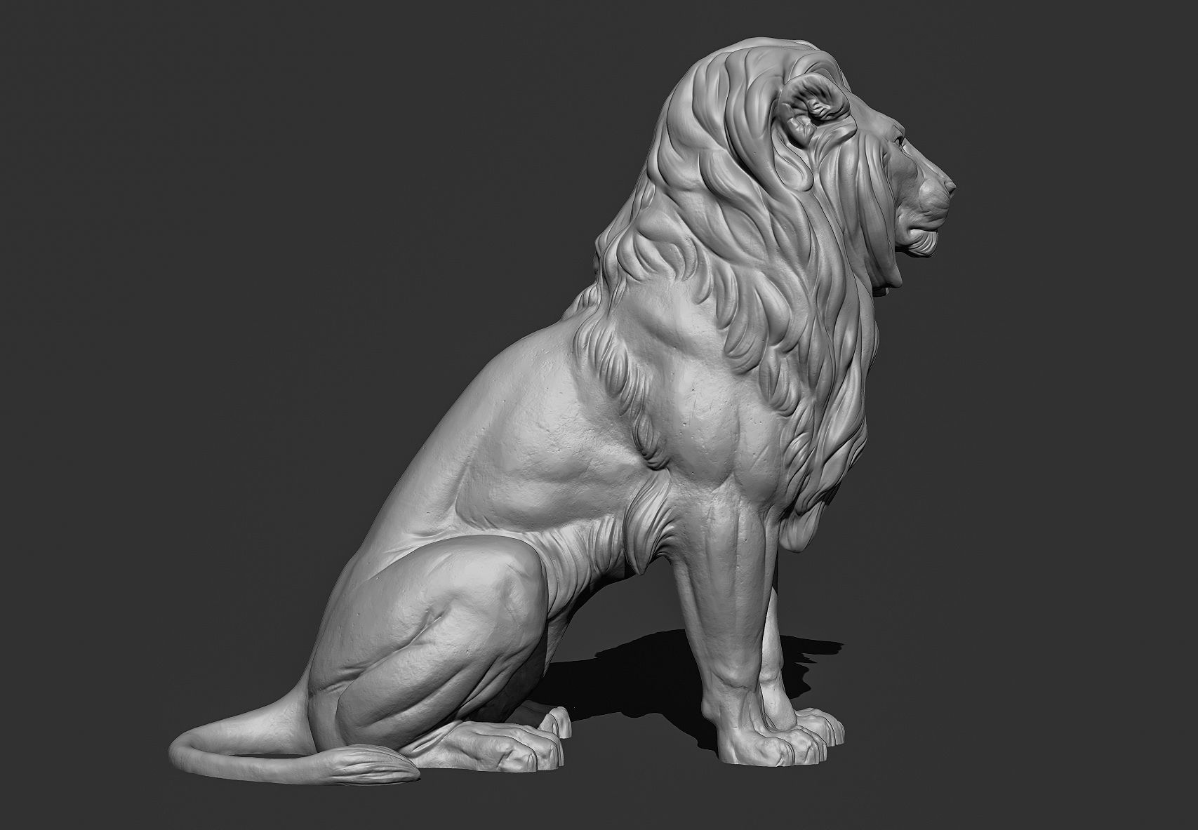 Sitting Lion Sculpture 3D print model_25