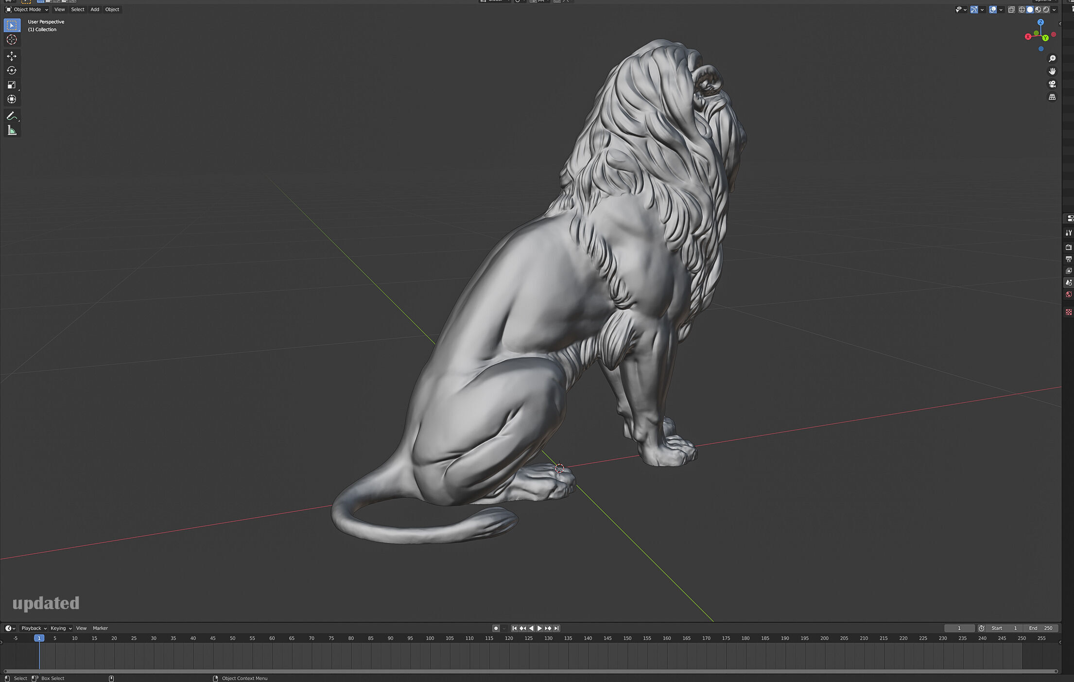 Sitting Lion Sculpture 3D print model_12