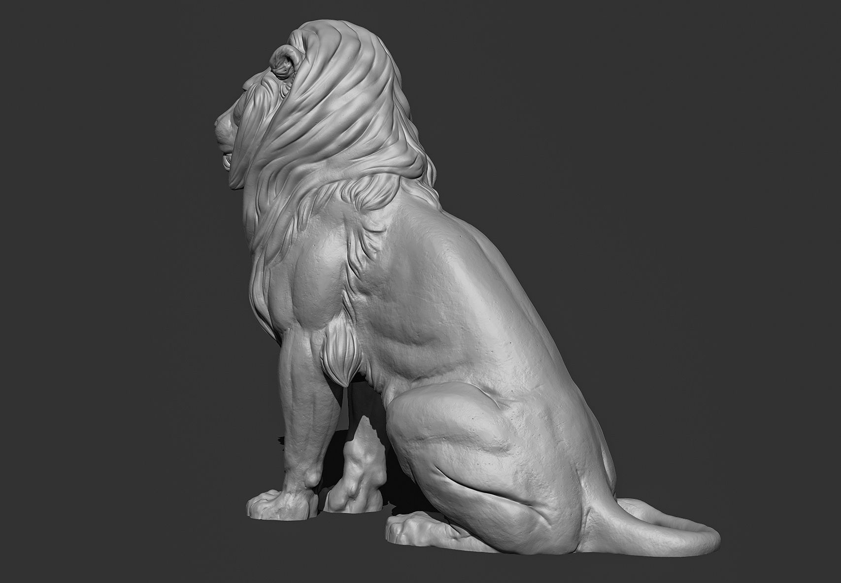 Sitting Lion Sculpture 3D print model_21