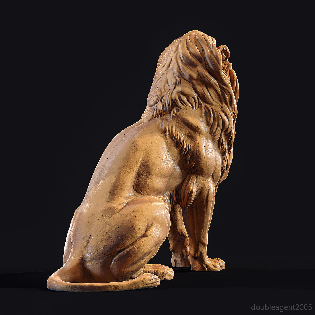Sitting Lion Sculpture 3D print model_17
