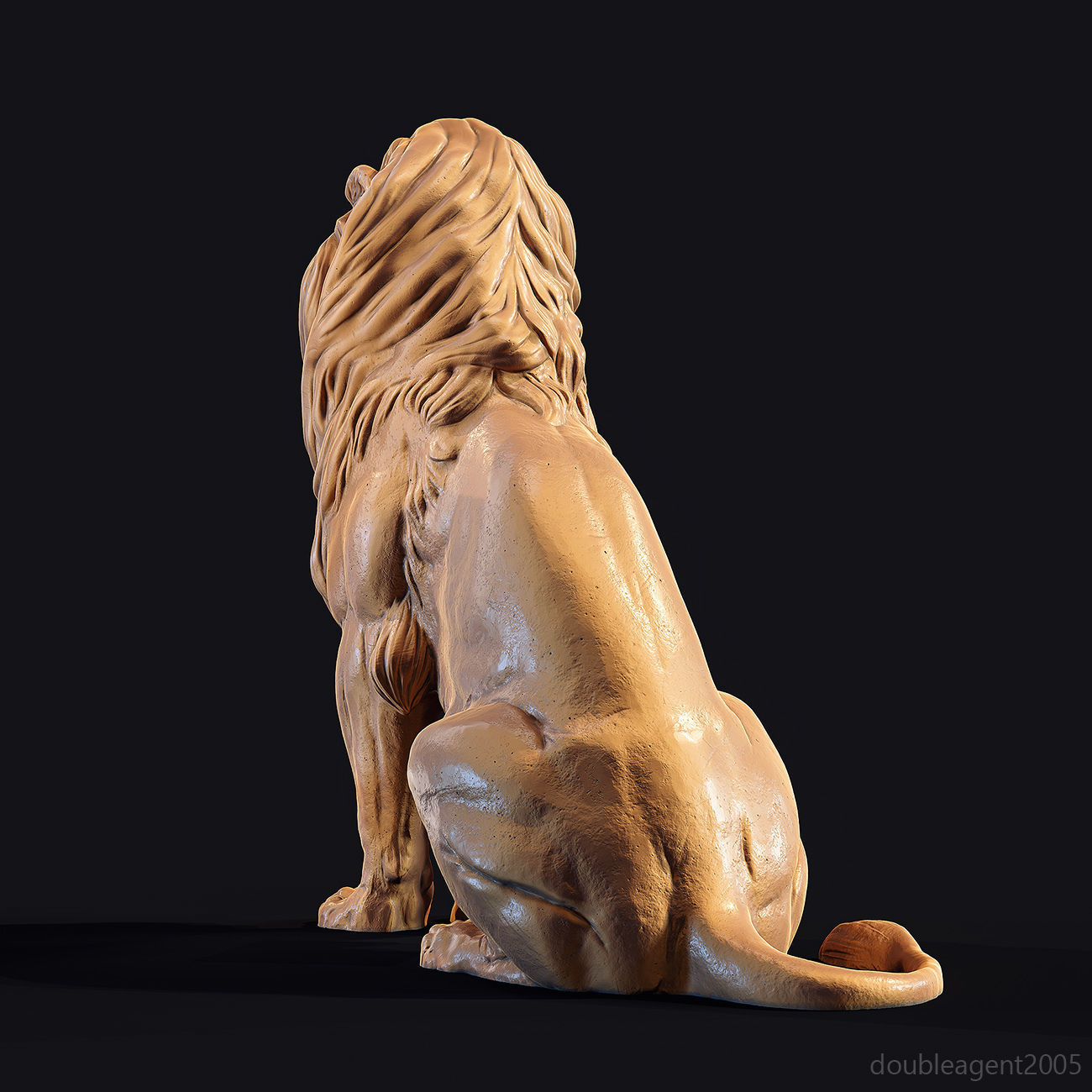 Sitting Lion Sculpture 3D print model_18