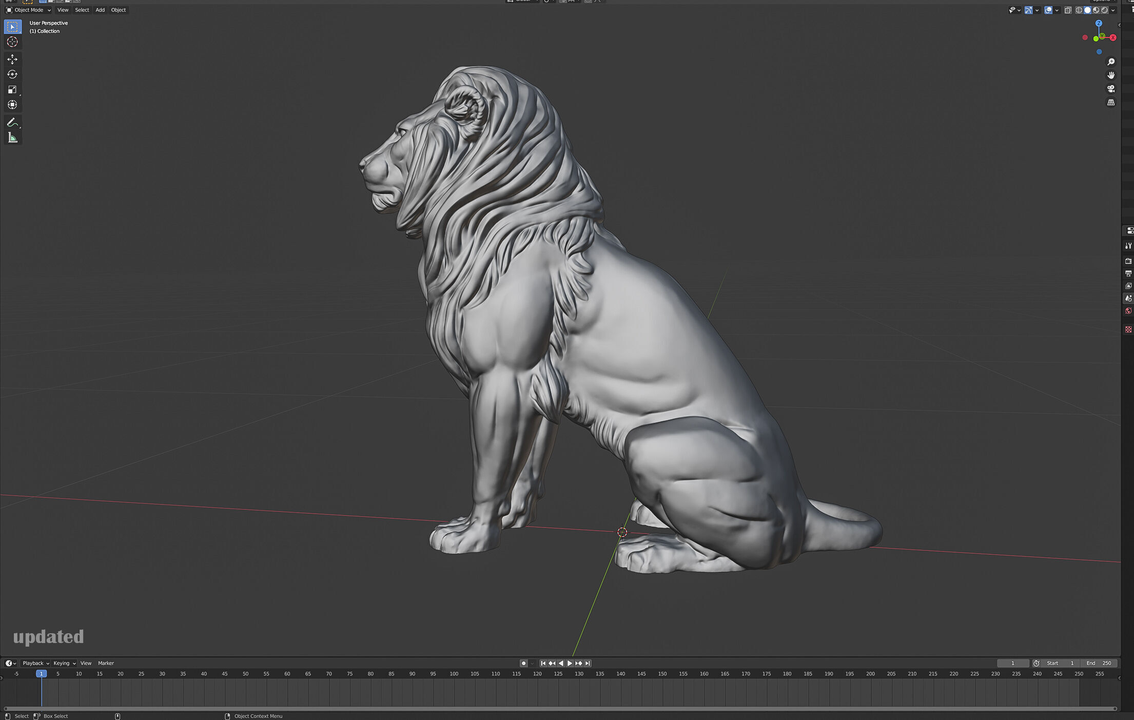 Sitting Lion Sculpture 3D print model_13