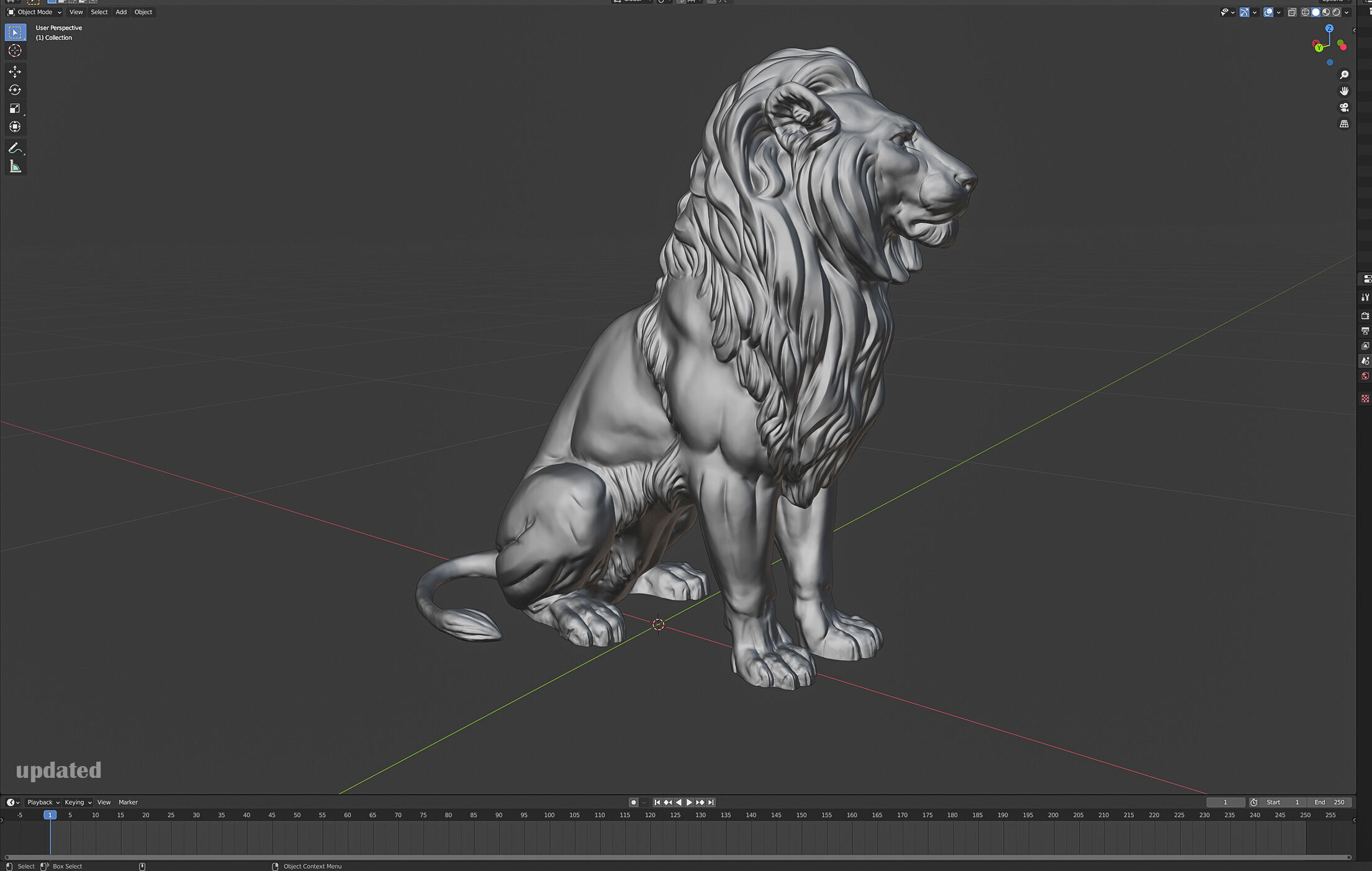 Sitting Lion Sculpture 3D print model_9