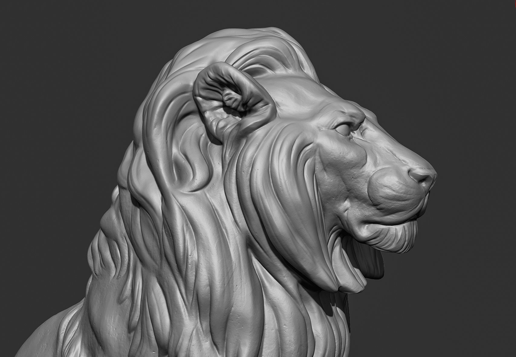 Sitting Lion Sculpture 3D print model_31