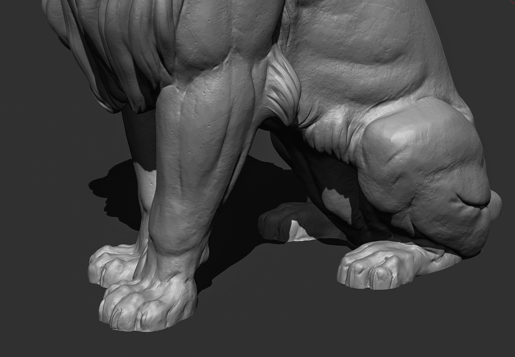 Sitting Lion Sculpture 3D print model_29