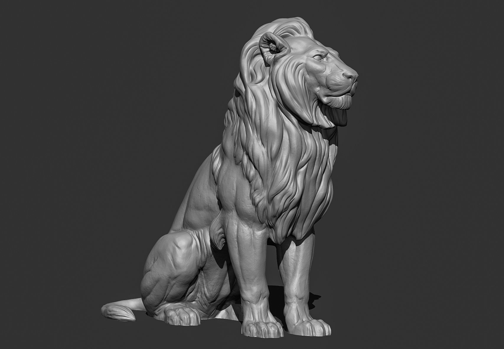 Sitting Lion Sculpture 3D print model_23