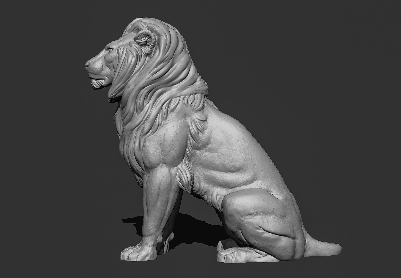 Sitting Lion Sculpture 3D print model_28