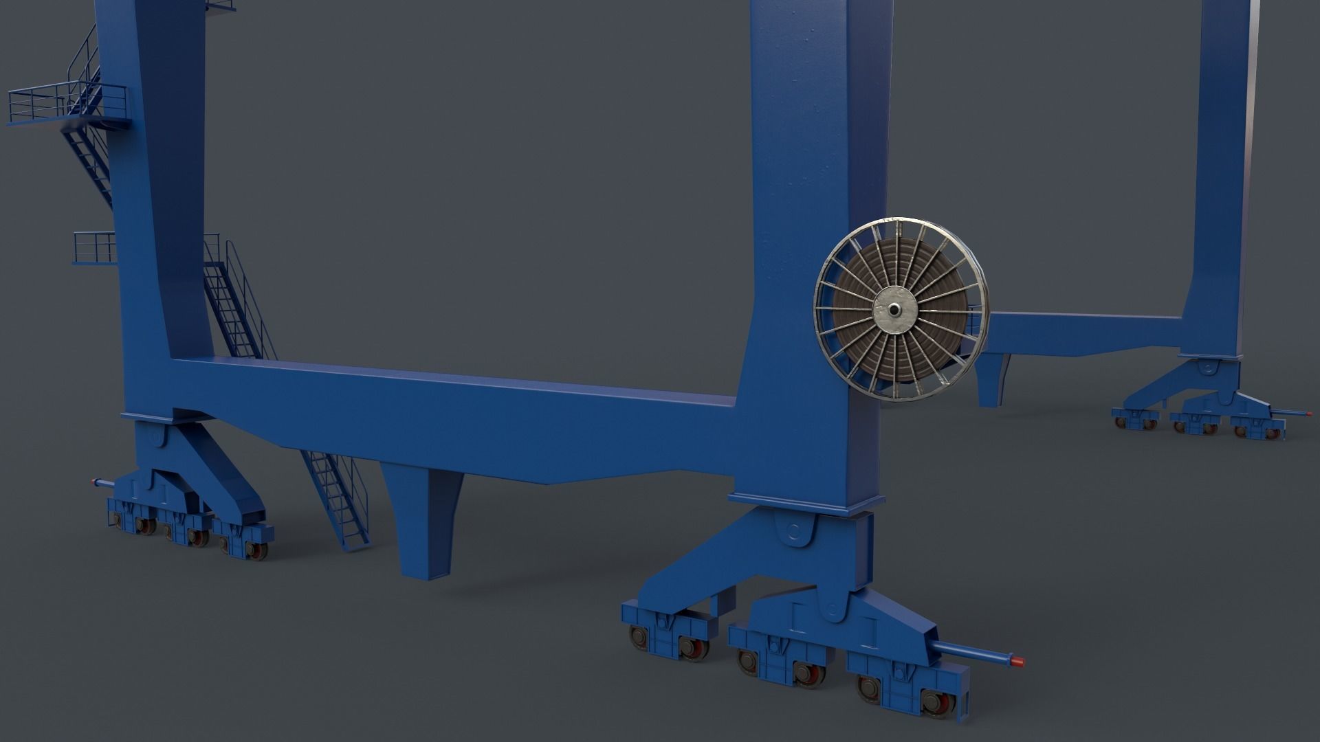 PBR Rail Mounted Gantry Crane RMG V1 - Blue Low-poly 3D model_20