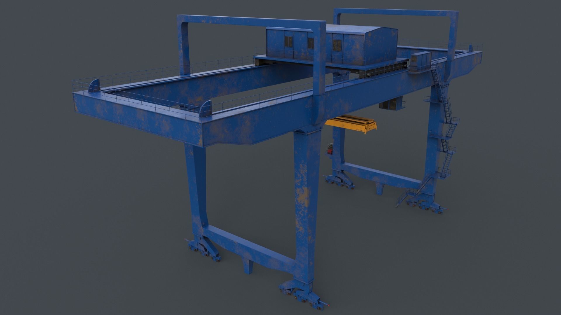 PBR Rail Mounted Gantry Crane RMG V1 - Blue Low-poly 3D model_4