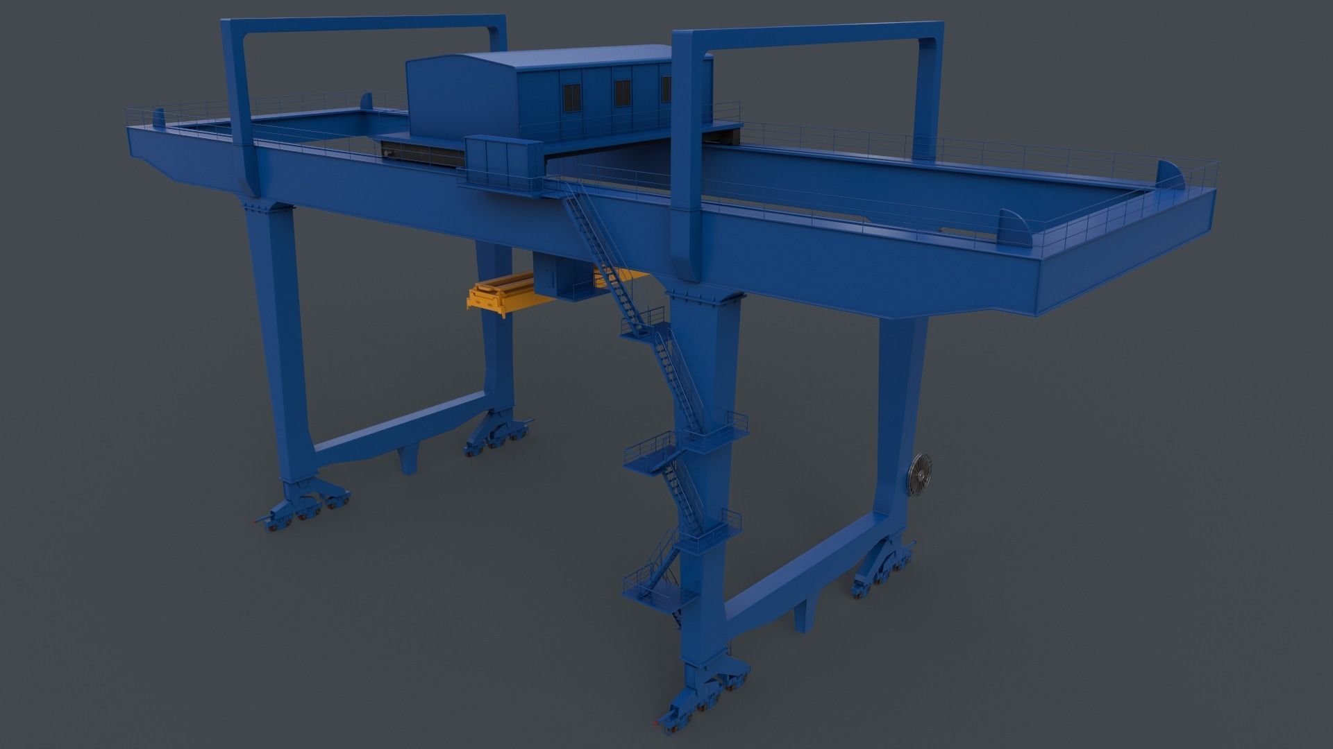 PBR Rail Mounted Gantry Crane RMG V1 - Blue Low-poly 3D model_11