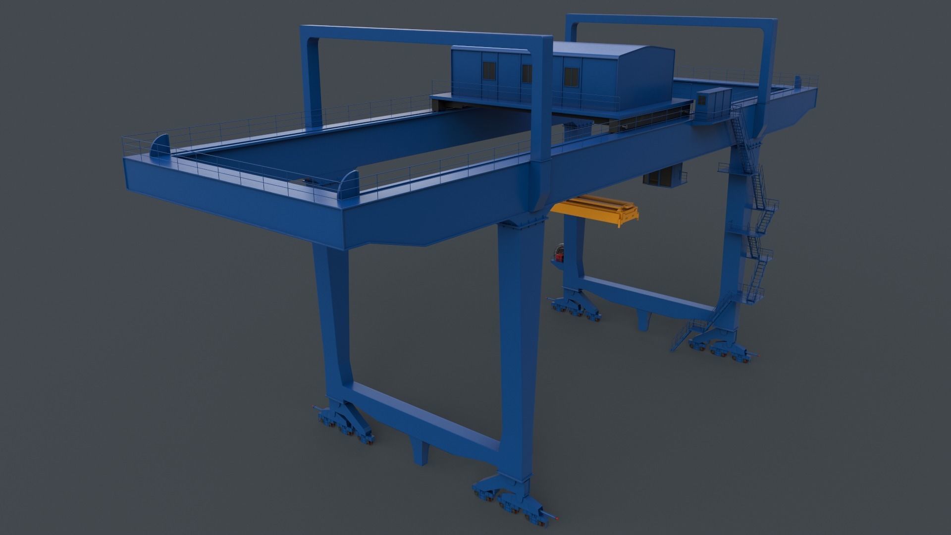 PBR Rail Mounted Gantry Crane RMG V1 - Blue Low-poly 3D model_2