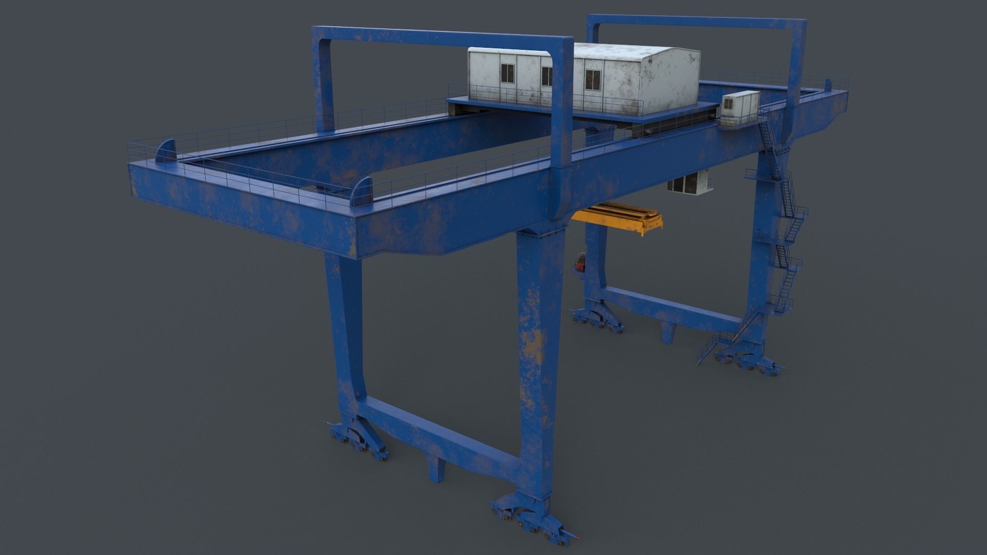 PBR Rail Mounted Gantry Crane RMG V1 - Blue Low-poly 3D model_5