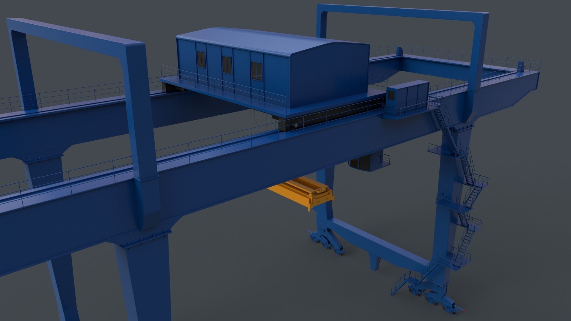 PBR Rail Mounted Gantry Crane RMG V1 - Blue Low-poly 3D model_7