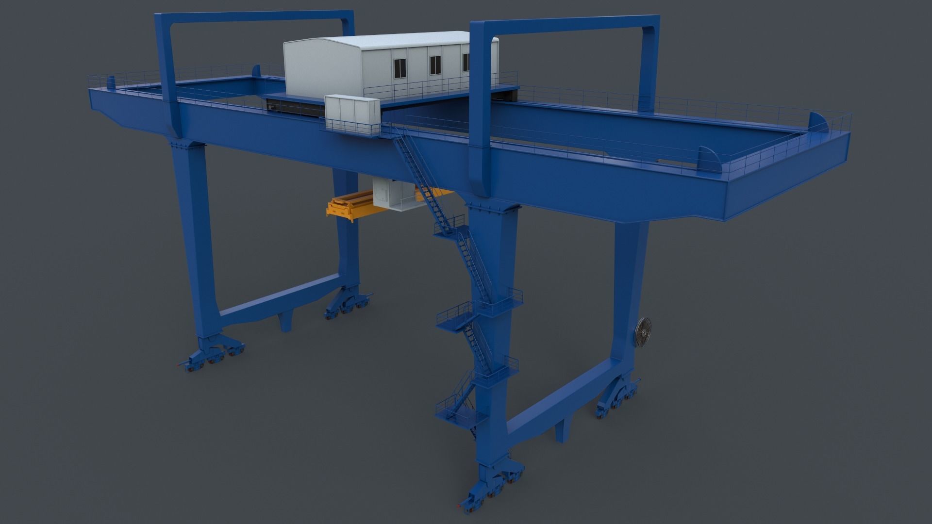 PBR Rail Mounted Gantry Crane RMG V1 - Blue Low-poly 3D model_12