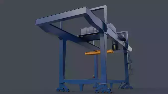 PBR Rail Mounted Gantry Crane RMG V1 - Blue Low-poly 3D model