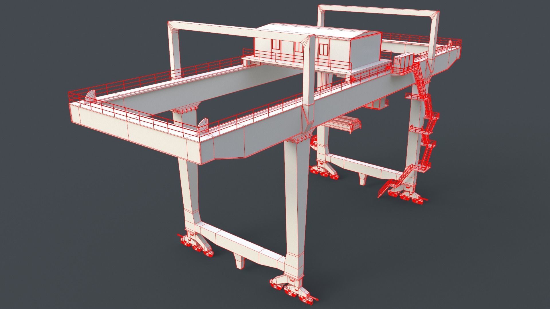 PBR Rail Mounted Gantry Crane RMG V1 - Blue Low-poly 3D model_22