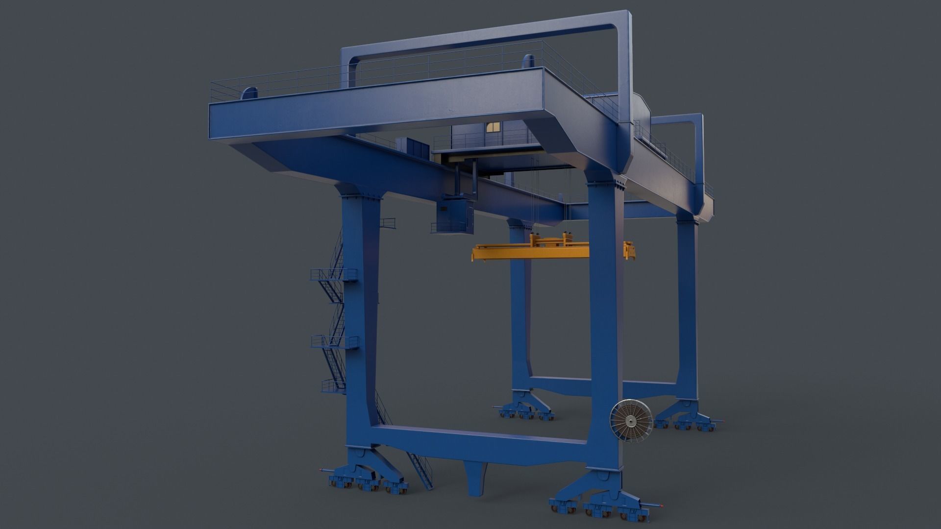 PBR Rail Mounted Gantry Crane RMG V1 - Blue Low-poly 3D model_21