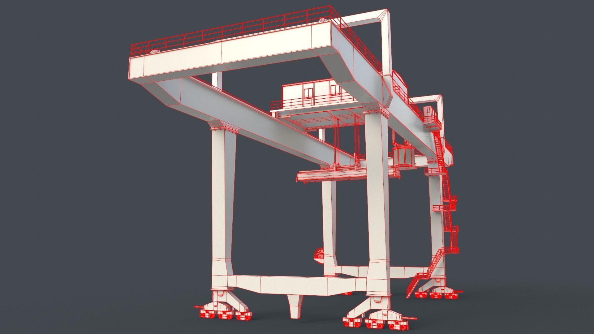 PBR Rail Mounted Gantry Crane RMG V1 - Blue Low-poly 3D model_23