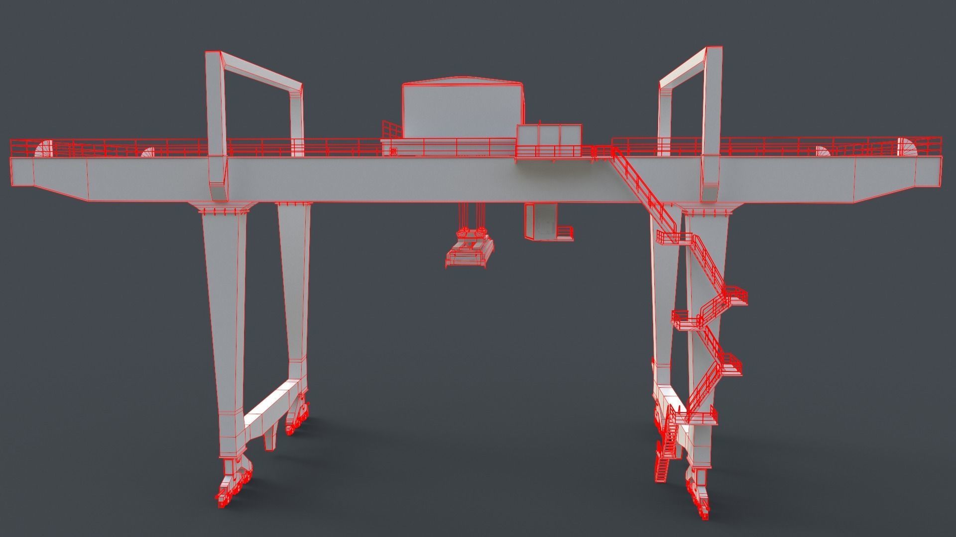 PBR Rail Mounted Gantry Crane RMG V1 - Blue Low-poly 3D model_24