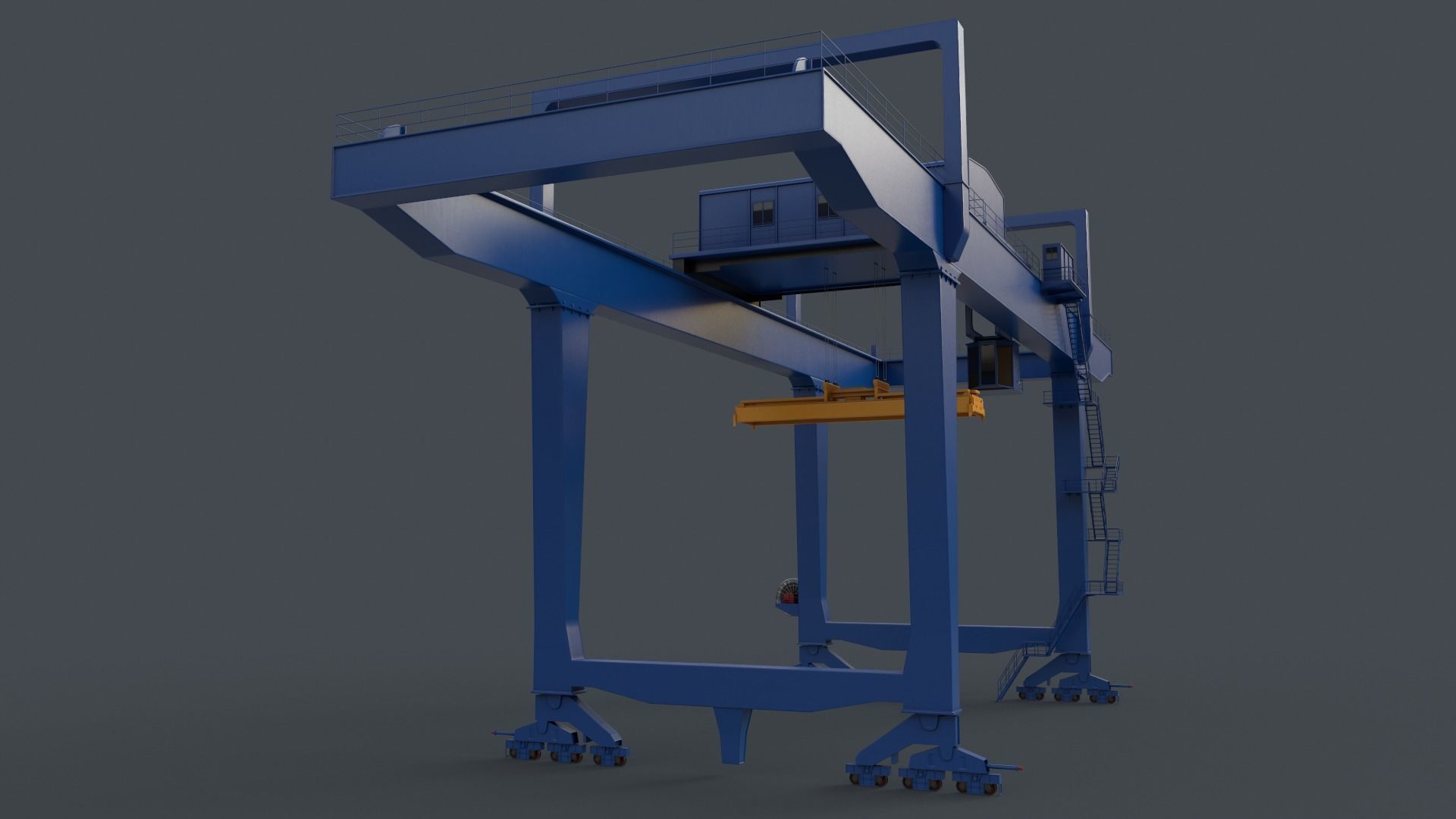 PBR Rail Mounted Gantry Crane RMG V1 - Blue Low-poly 3D model_13