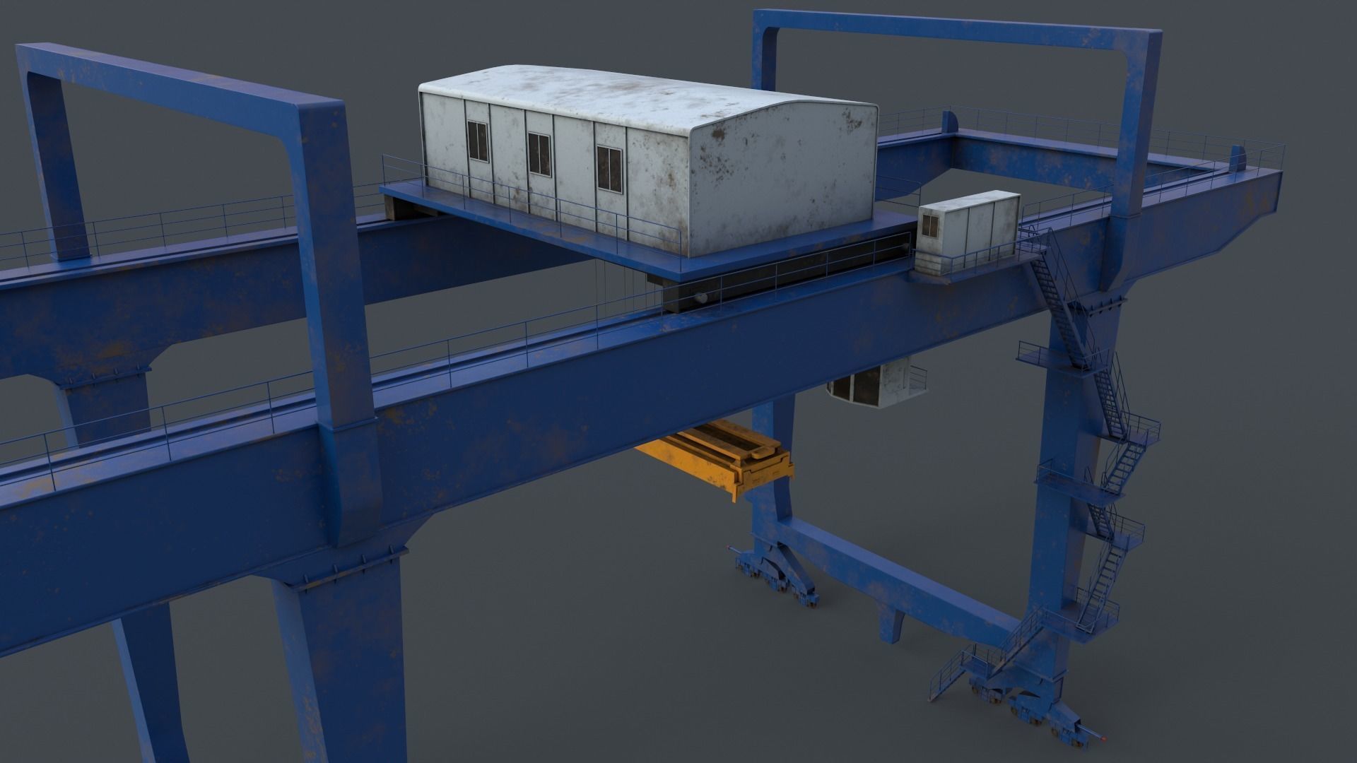 PBR Rail Mounted Gantry Crane RMG V1 - Blue Low-poly 3D model_10