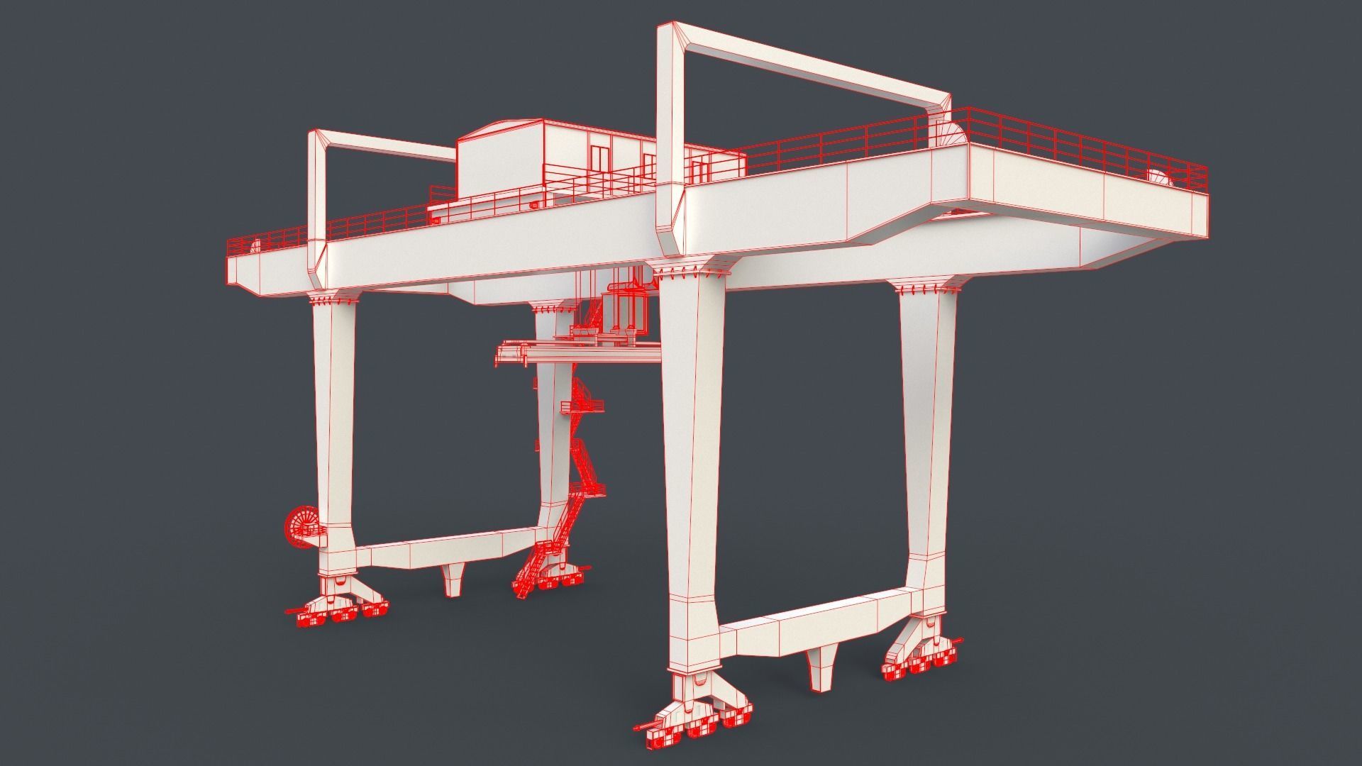 PBR Rail Mounted Gantry Crane RMG V1 - Blue Low-poly 3D model_30
