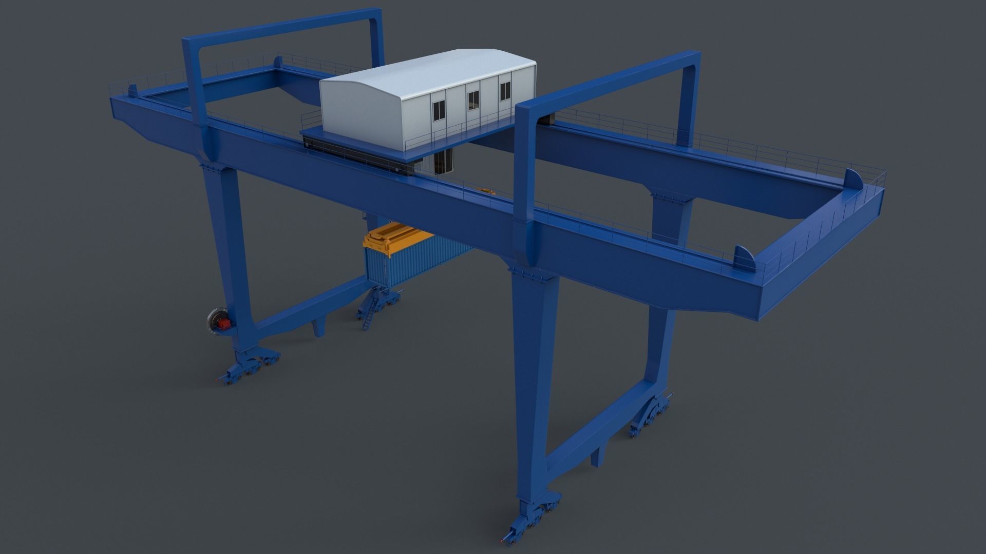PBR Rail Mounted Gantry Crane RMG V1 - Blue Low-poly 3D model_19