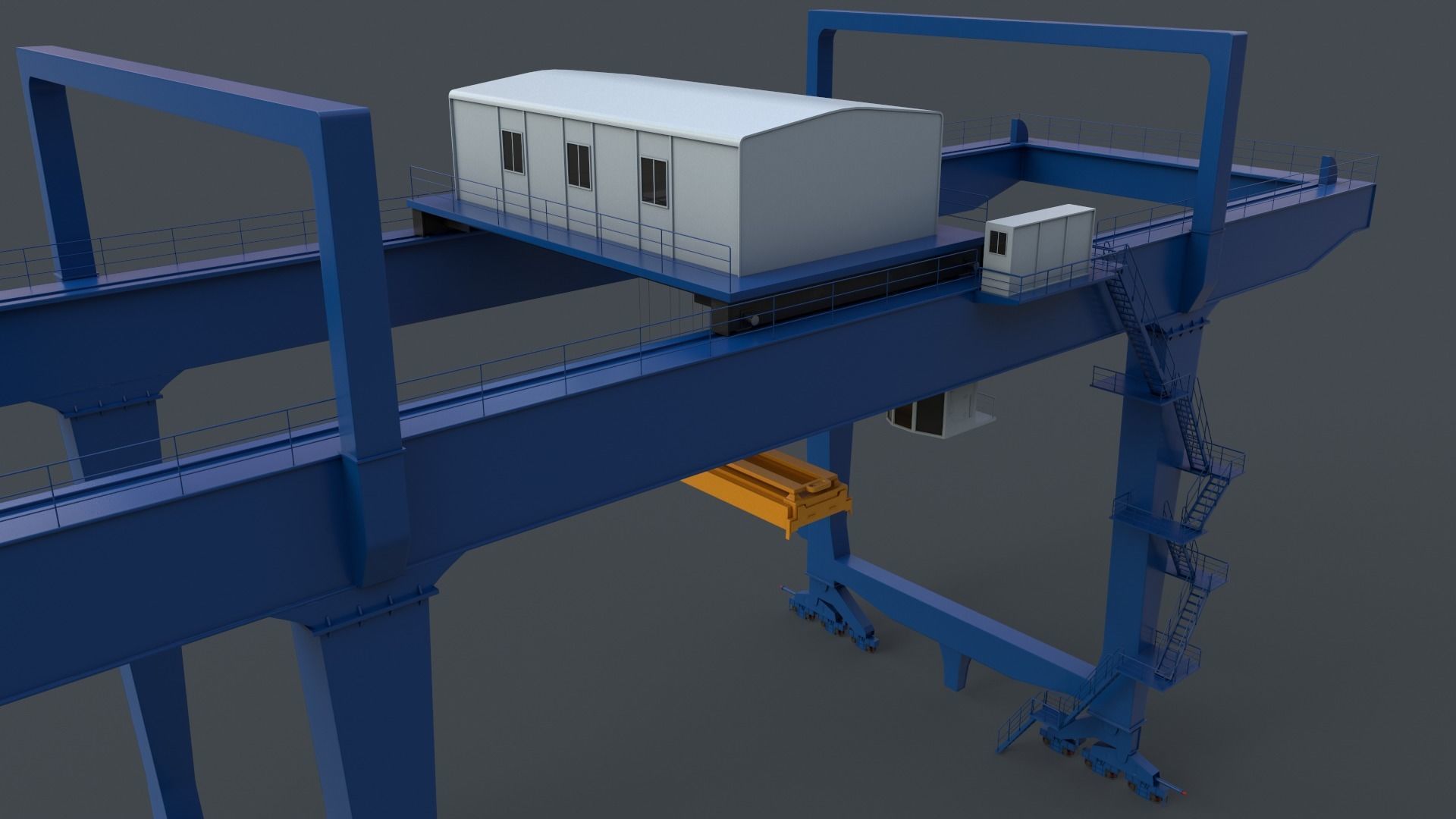 PBR Rail Mounted Gantry Crane RMG V1 - Blue Low-poly 3D model_8