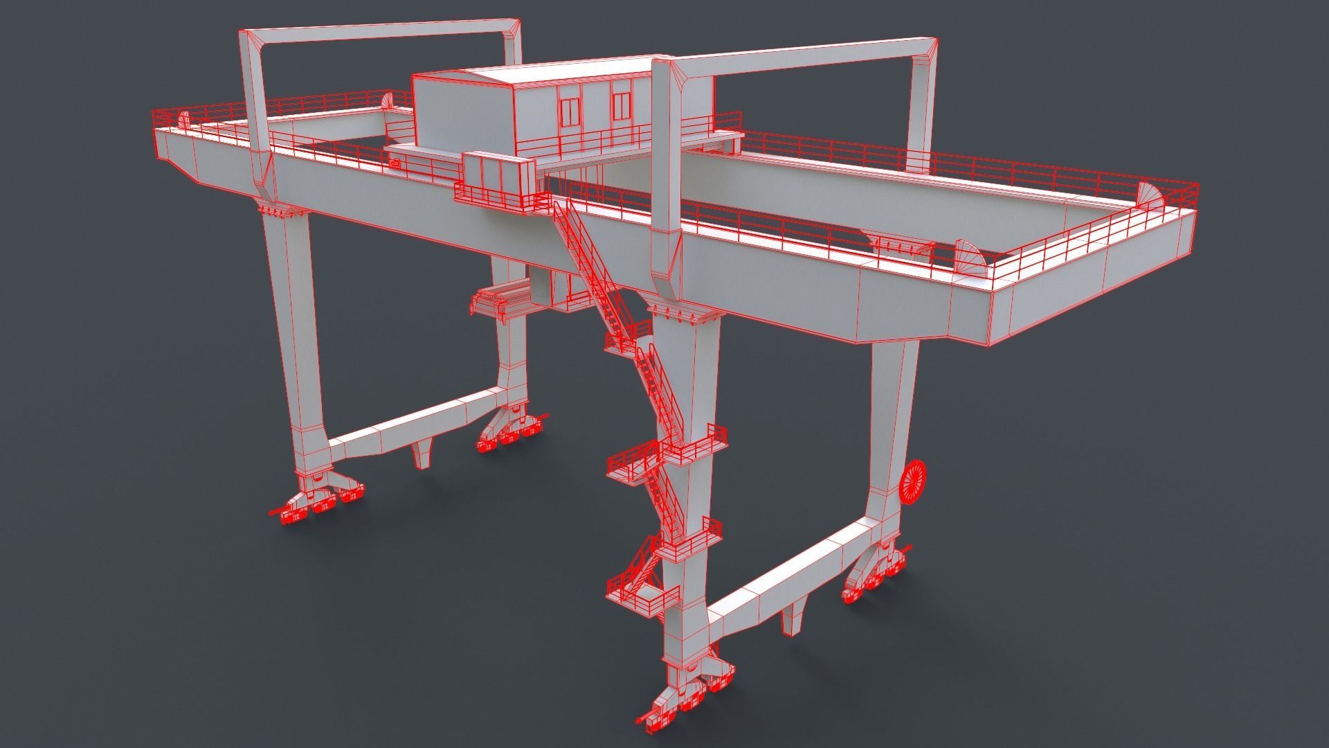 PBR Rail Mounted Gantry Crane RMG V1 - Blue Low-poly 3D model_26