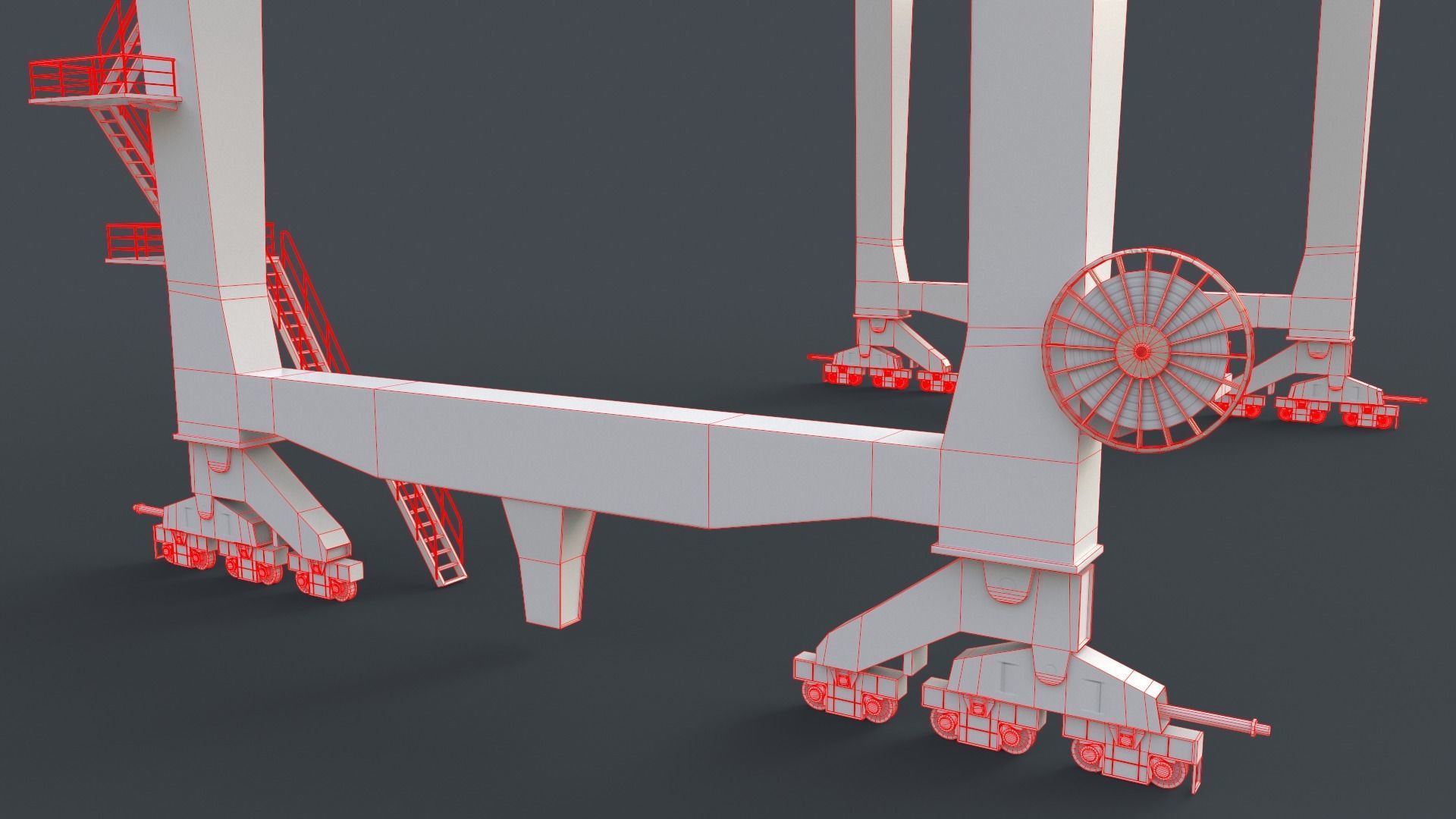 PBR Rail Mounted Gantry Crane RMG V1 - Blue Low-poly 3D model_28