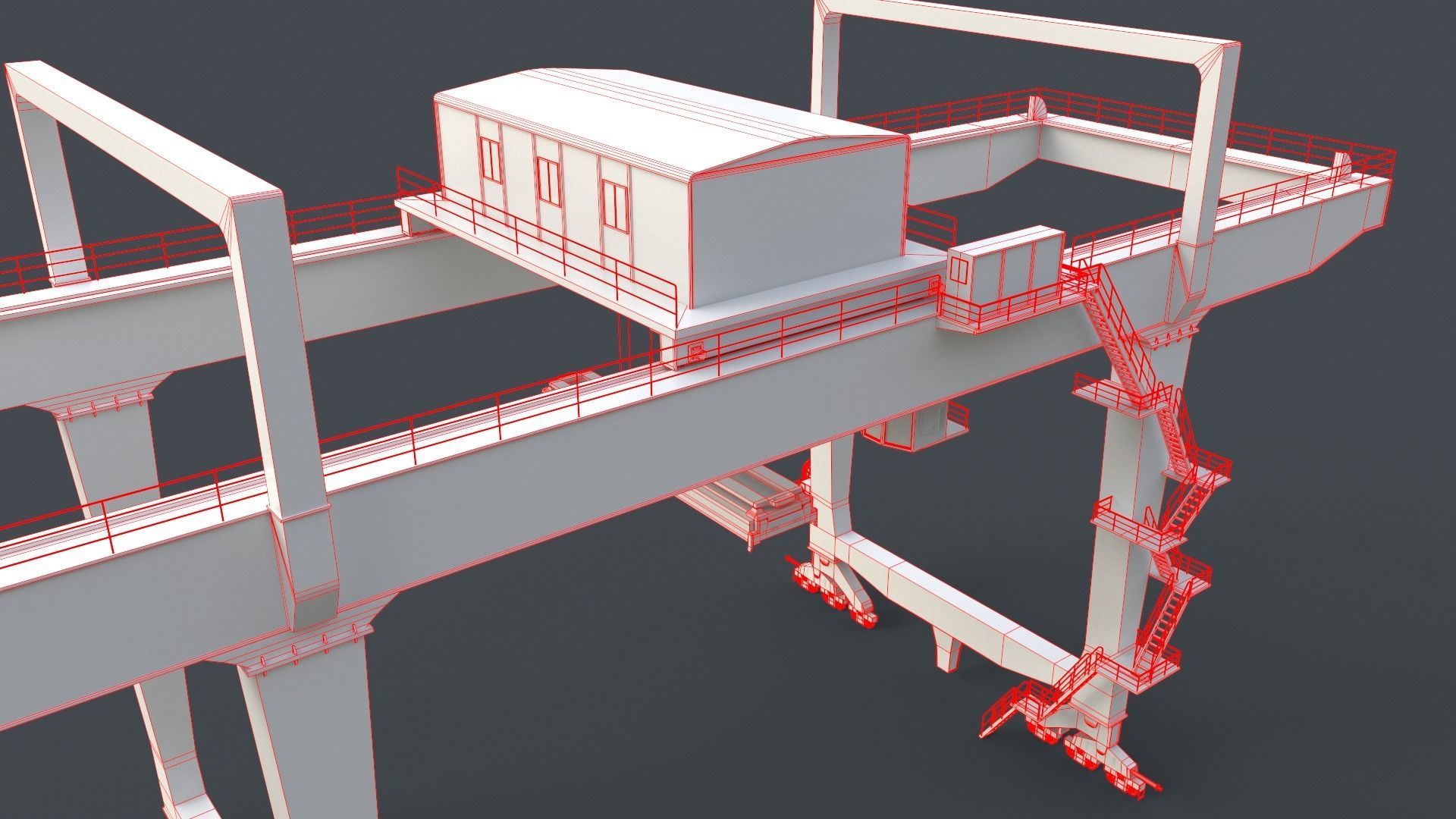 PBR Rail Mounted Gantry Crane RMG V1 - Blue Low-poly 3D model_25