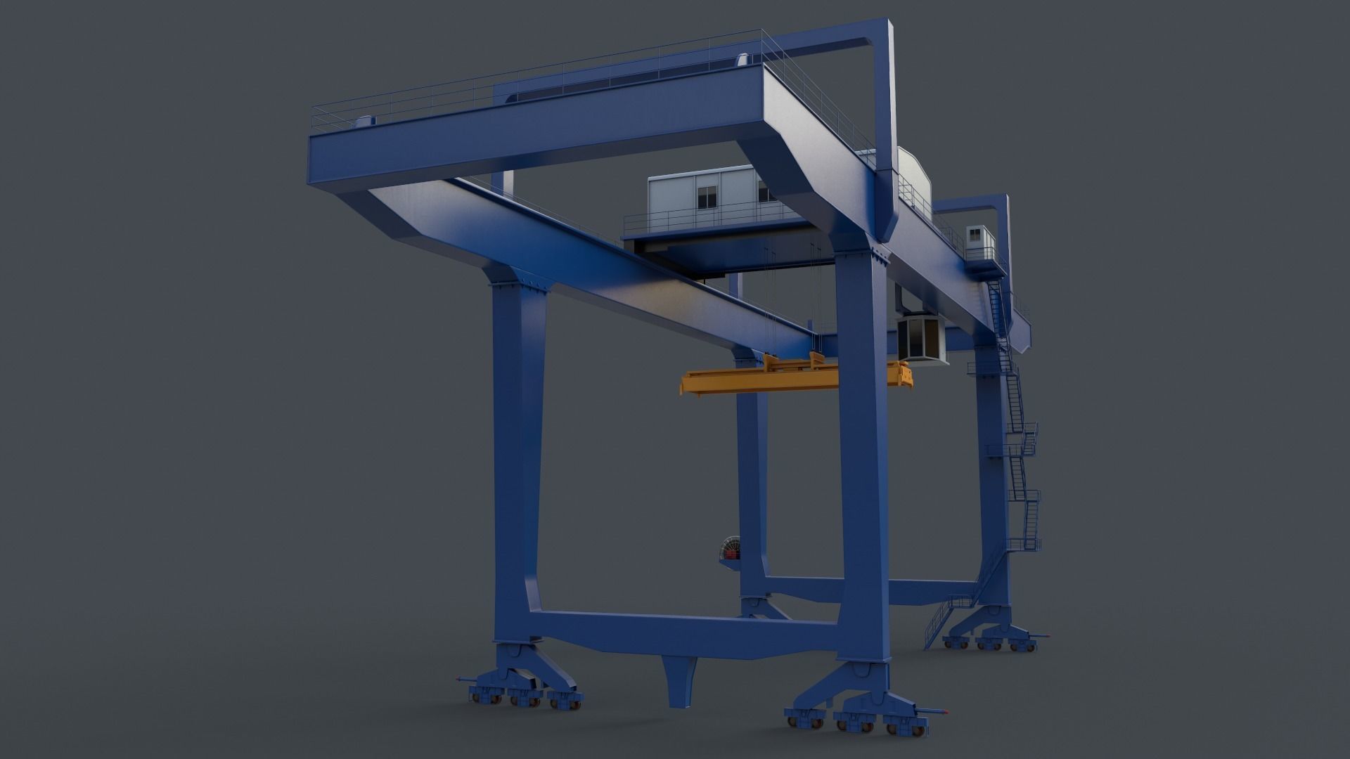 PBR Rail Mounted Gantry Crane RMG V1 - Blue Low-poly 3D model_14